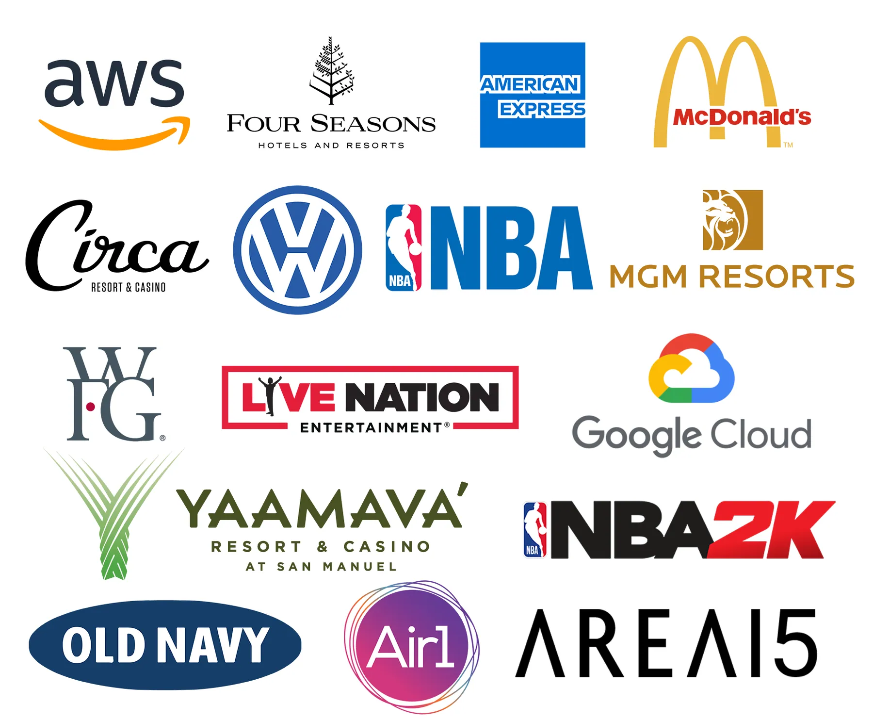 Brands Quantos Media has worked with: AWS, Four Seasons, American Express, McDonald's, Circa, Volkswagen, NBA, MGM Resorts, WFG, Live Nation, Google Cloud, Yaamava, NBA 2K, Old Navy, Air1 and AREA15