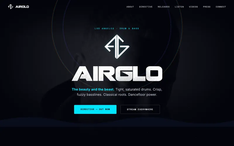 Homepage of the AIRGLO website, built by Quantos Media