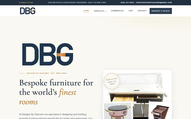 Homepage of the Designs By Giacomo website, built by Quantos Media