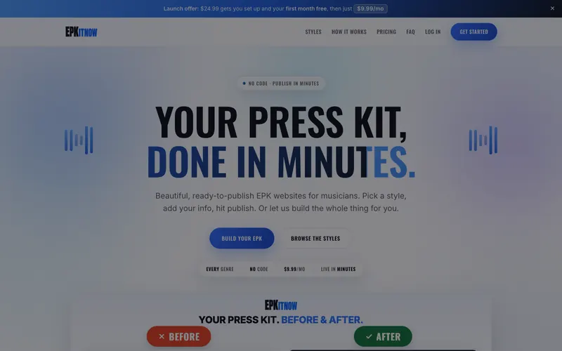 Homepage of the EPKITNOW website, built by Quantos Media