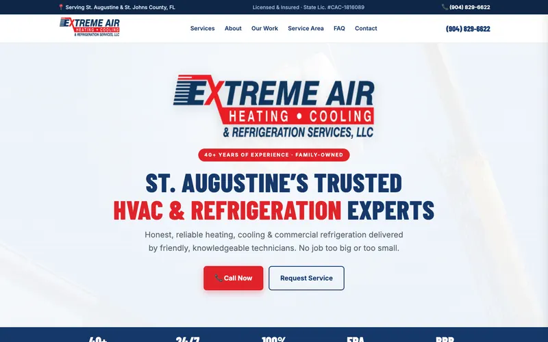 Homepage of the Extreme Air website, built by Quantos Media