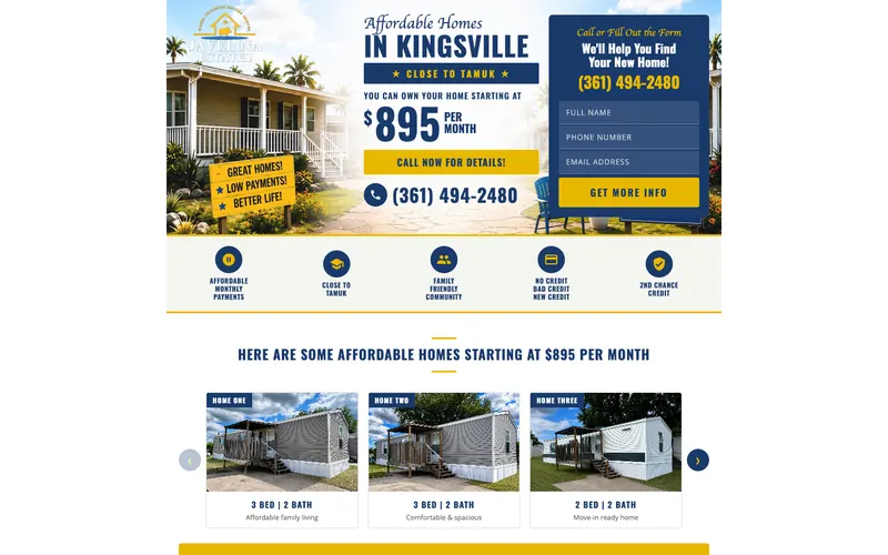 Homepage of the Javelina Estates website, built by Quantos Media