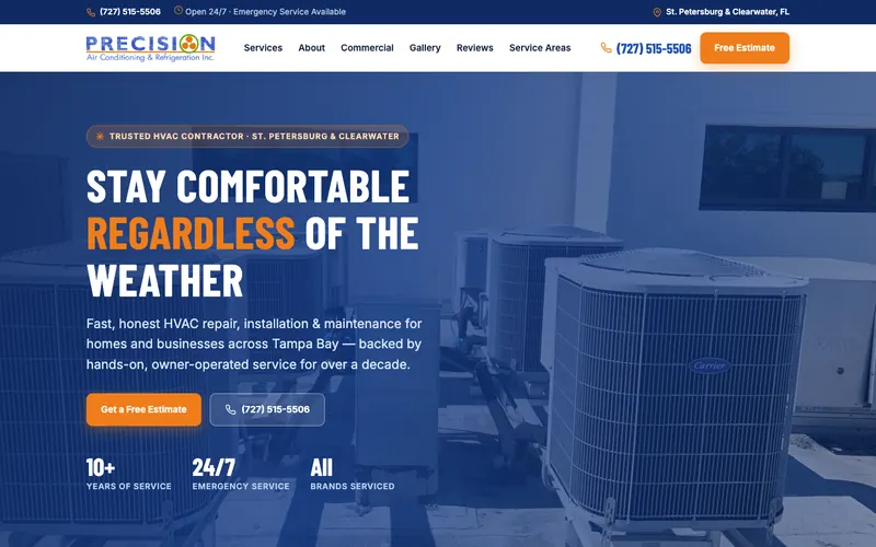 Homepage of the Precision Air website, built by Quantos Media