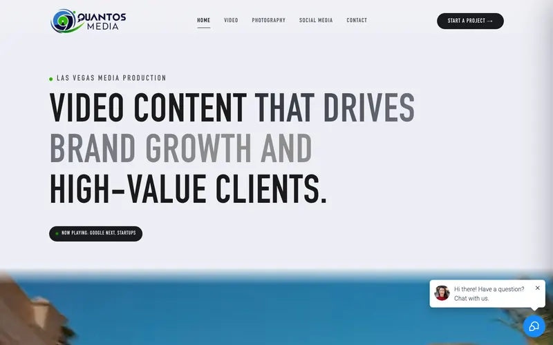 Homepage of the Quantos Media website, built by Quantos Media