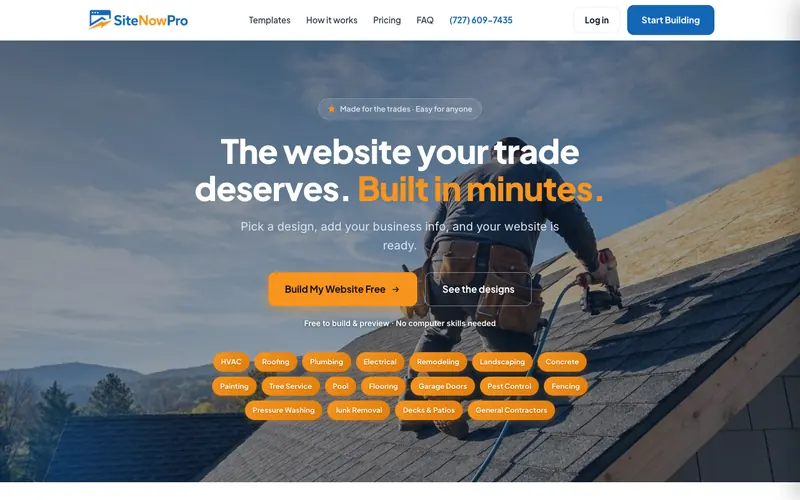Homepage of the SiteNowPro website, built by Quantos Media