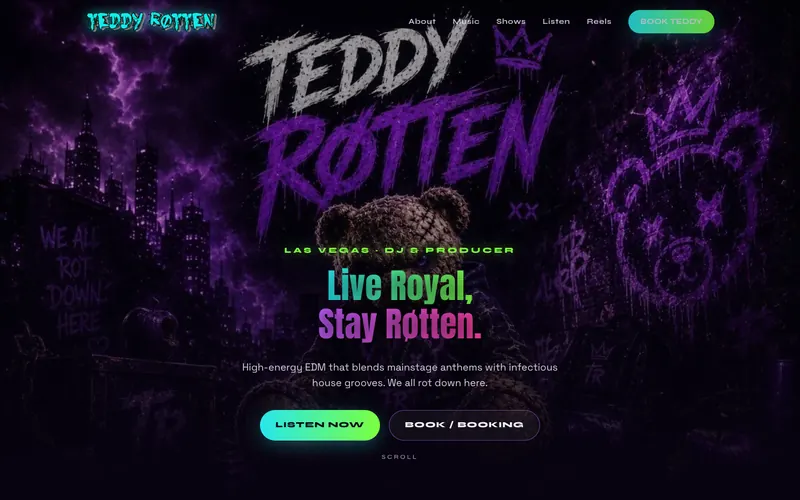 Homepage of the Teddy Røtten website, built by Quantos Media